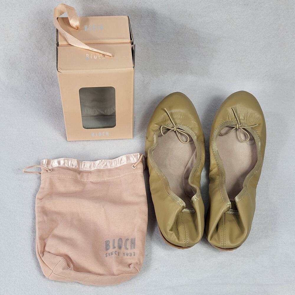 Bloch Ladies‎ Roll Up Ballet Flats Foldable Purse Comfy Shoes Beige Tan Size 12